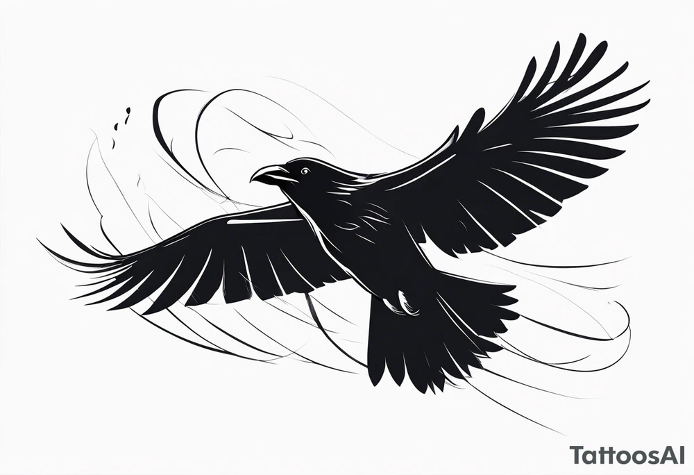 Dramatic Raven in Flight tattoo idea