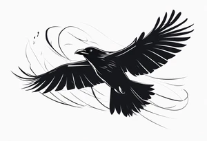 Dramatic Raven in Flight tattoo idea