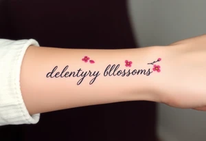 delicate cherry blossoms swirling in spring breeze with petals tattoo idea