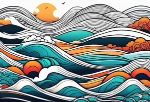 ocean waves tattoo vintage traditional simple and bold colors
within borders tattoo idea