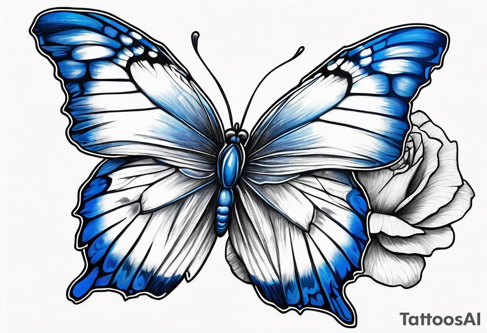 Blue butterfly carnation tattoo idea