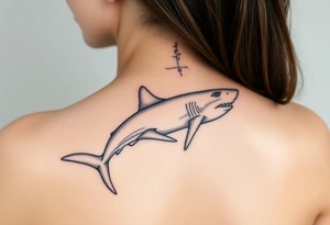 one lemon shark and one whale shark going laterally up the spine tattoo idea