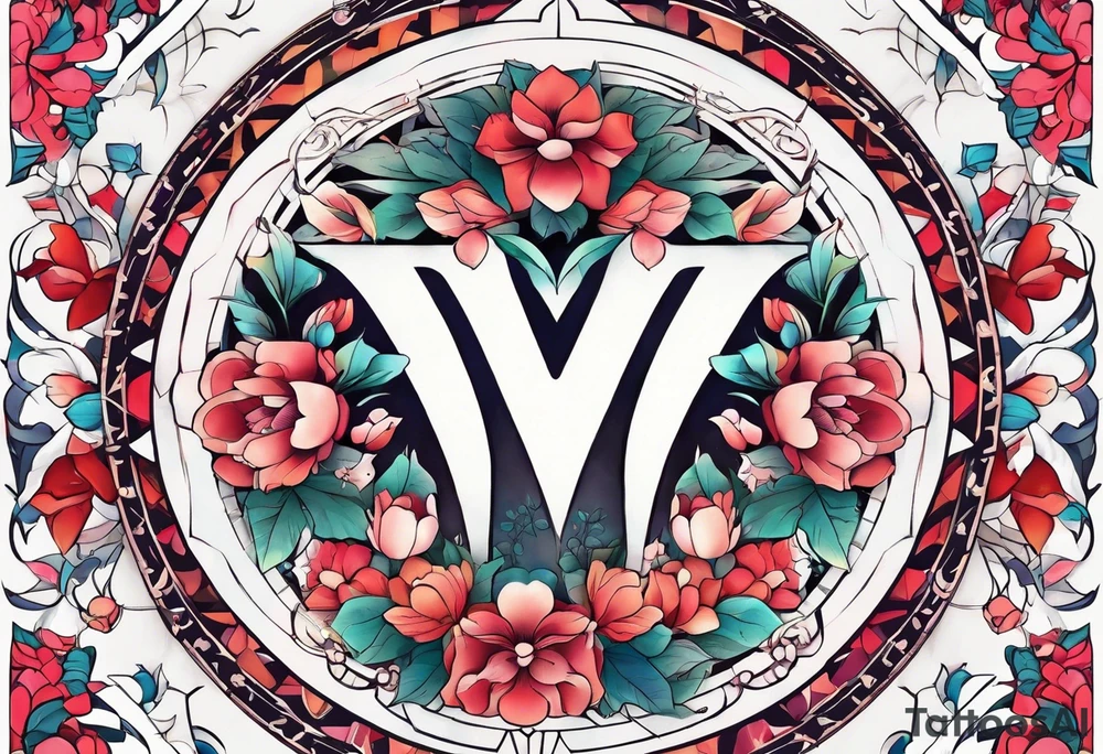 letter delta inside a circle, subtle, girly tattoo idea