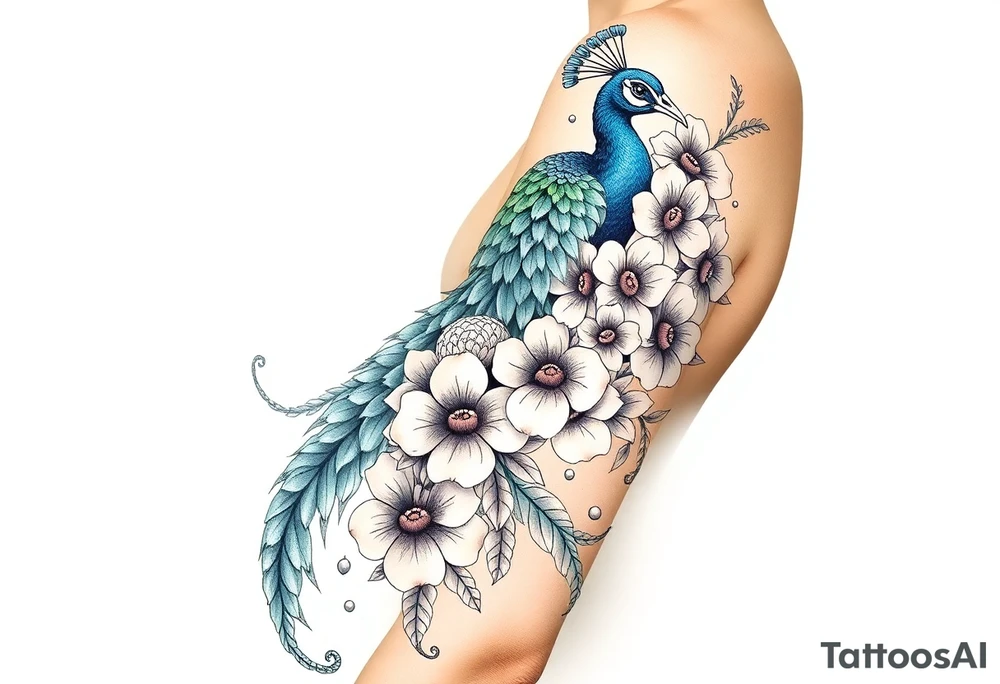 Peacock , Exotic flowers, Coi fish tattoo idea