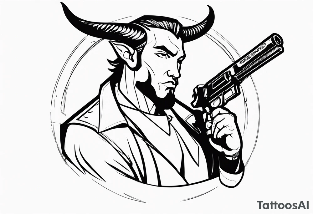 capricorn man with gun tattoo idea