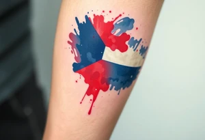 A Czech flag in a watercolor splash effect, creating a soft and artistic aesthetic tattoo idea