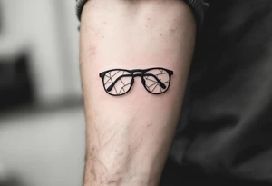 cracked glasses memory of poor eyesight reminder to take care of eyesight, men's tattoo on arm tattoo idea