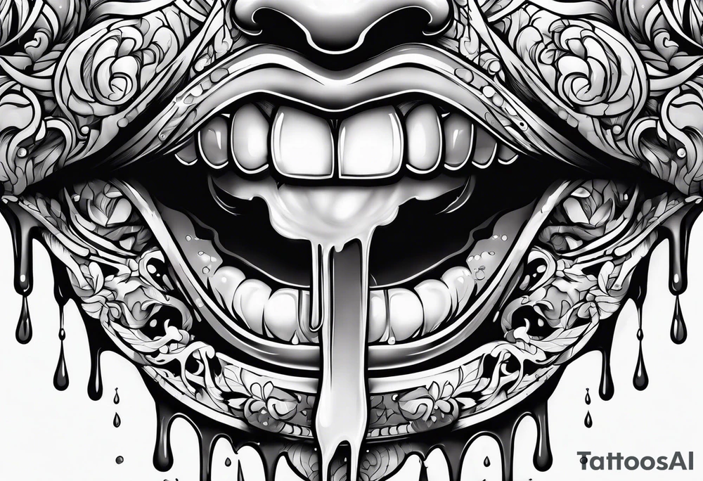 sexy open mouth dripping tattoo idea