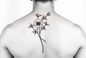 larkspur + hawthorne sleave tattoo, red ink. just the line art, no human mock-up
. tattoo idea