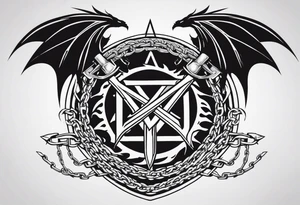 Valhalla sword shield dragon axe Valknut barbed wire chains fire tattoo idea