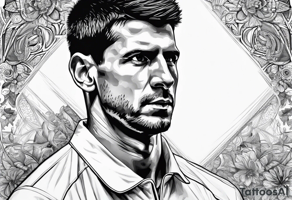 Djokovic com o dedo na cabeça tattoo idea