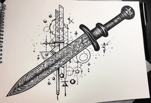 chemistry formula combined with a sword tattoo idea