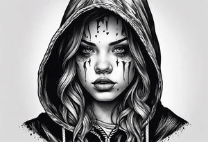 Horror hooded girl tattoo idea