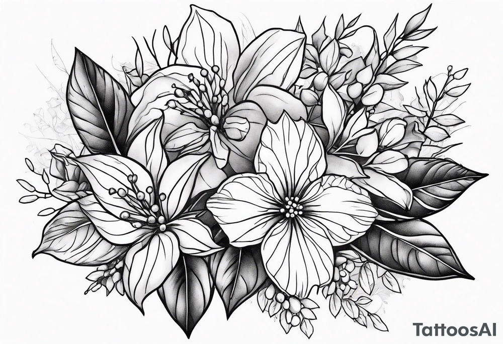 Holly floral bouquet tattoo idea