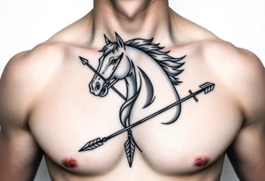 chest japan theme horse and arrow tattoo idea