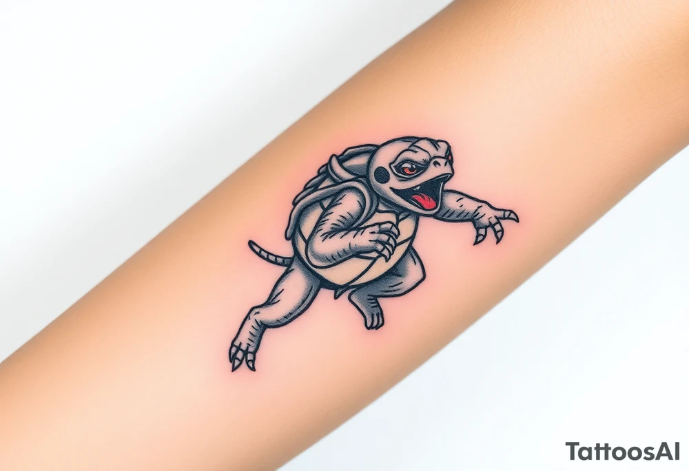 Flying ninja monkey turtle with color tattoo idea