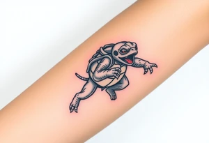 Flying ninja monkey turtle with color tattoo idea