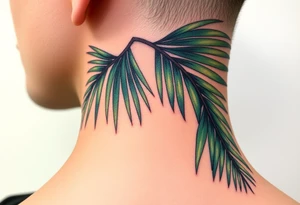 realistic large woven palm leaves tattoo idea