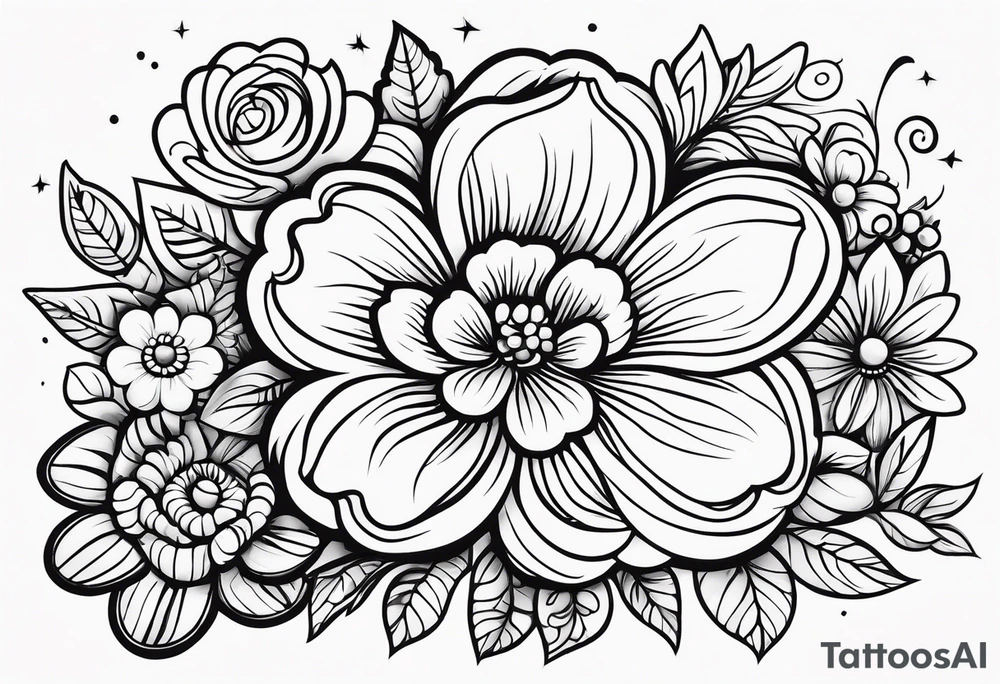 ornaments of flowers tattoo idea