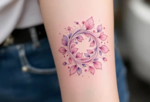 A pastel pink and lavender spiral with flowing petals, giving it a floral, dreamy appearance. tattoo idea