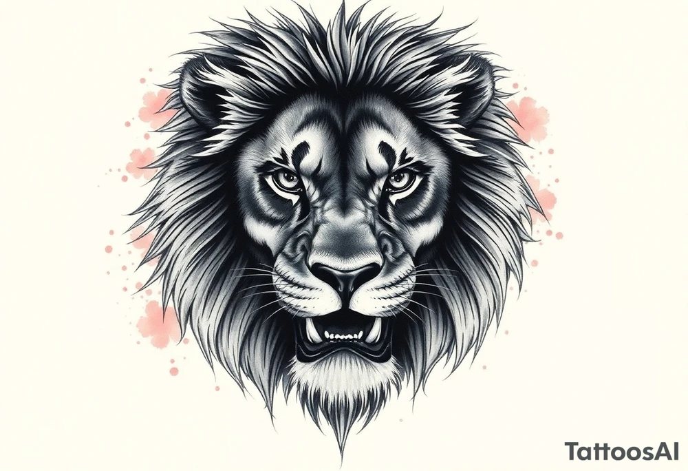 powerful majestic lion, close-up tattoo idea