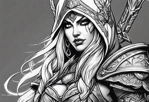 sylvanas from world of warcraft include her bow and armor tattoo idea