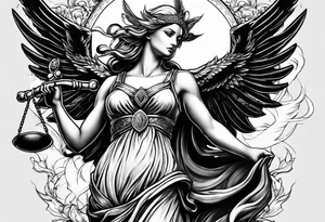 lady justice pheonix tattoo idea