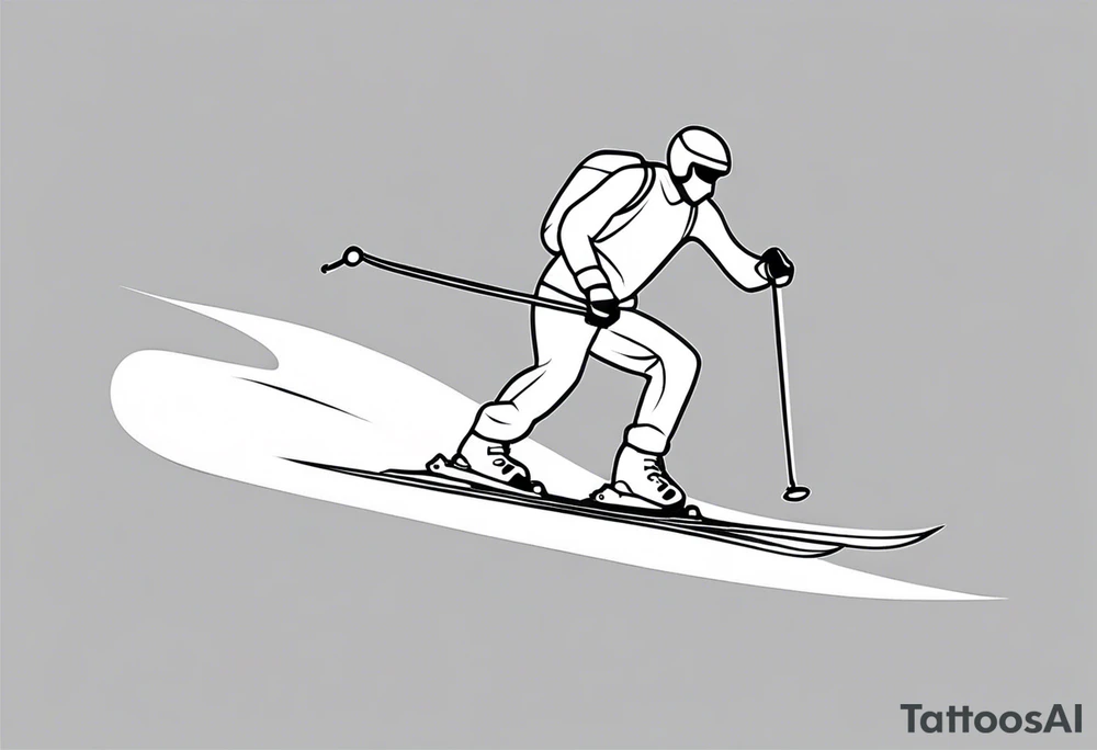 Skier simple line drawing tattoo idea