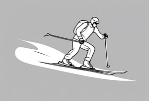 Skier simple line drawing tattoo idea