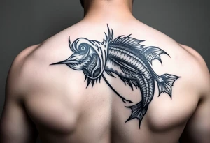 Evil black fisherman tattoo idea