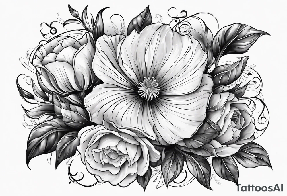 Cloak, Dagger, latin, beautiful, flowers tattoo idea