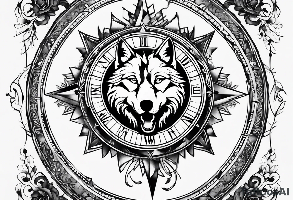 Compass for direction and guidance and a wolf tattoo idea