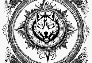 Compass for direction and guidance and a wolf tattoo idea