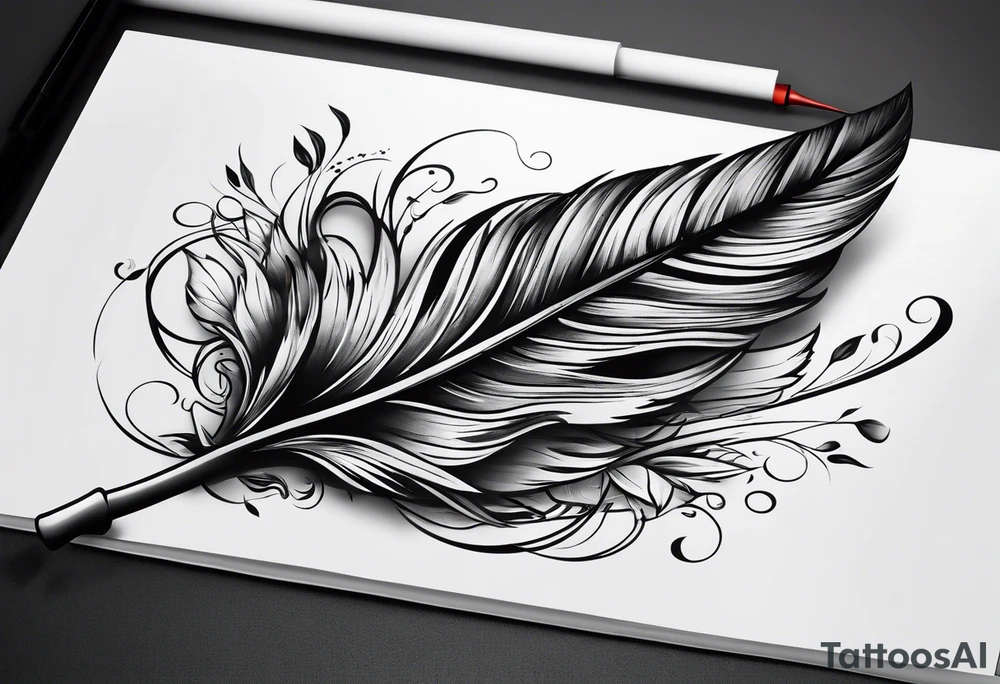 A quill over a blank page of a book tattoo idea