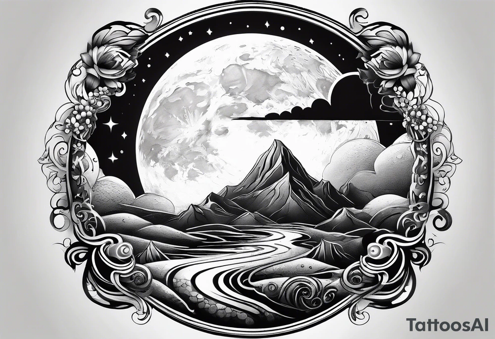 moon and sky tattoo idea