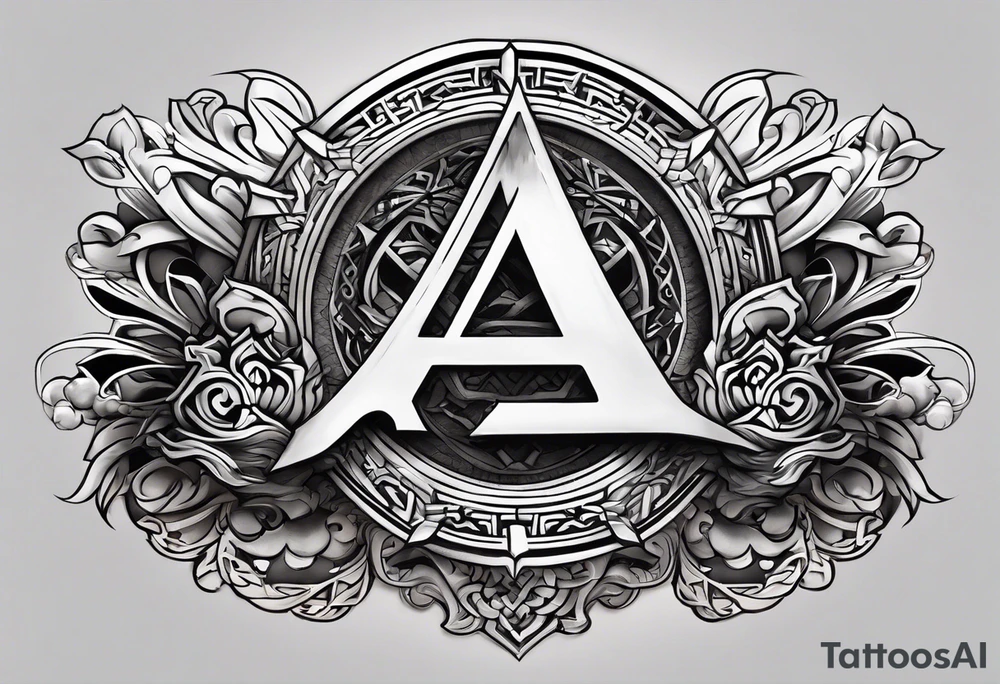 the letters A R in the middle of a ninja headband tattoo idea