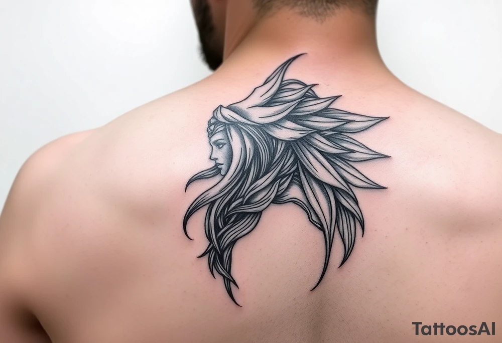 Realistic Valkyrie side profile tattoo idea