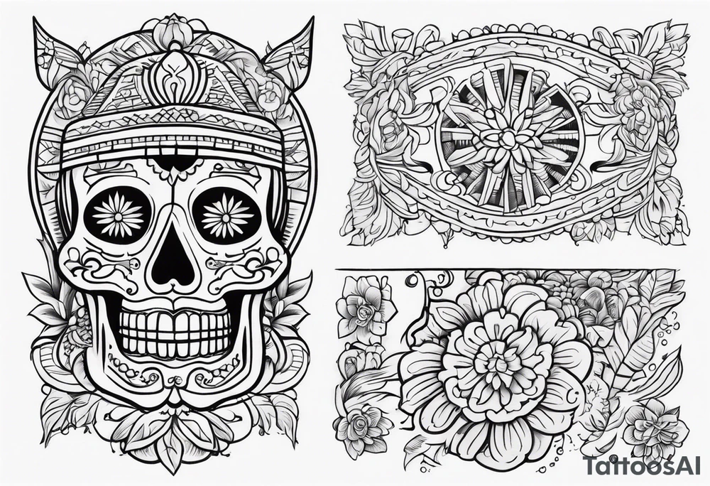 Mexico heritage in a sleeve format tattoo idea