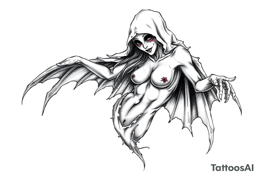 Hot sexy naked ghost tattoo idea