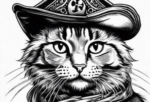 Happy cat in pirat hat tattoo idea