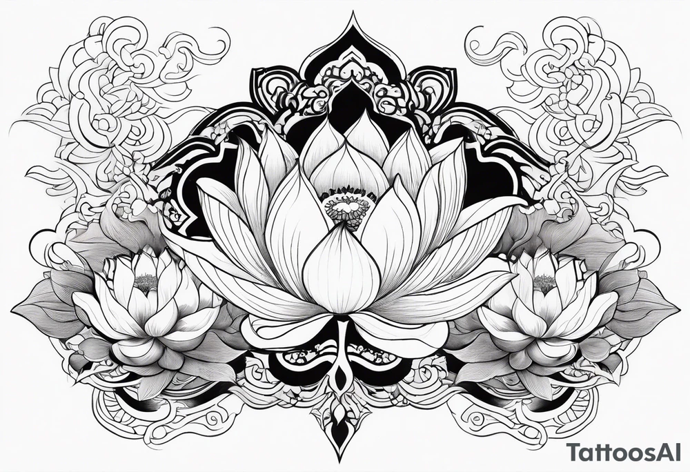 Lotus flowers phoenix lady and Capricorn tattoo idea