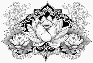 Lotus flowers phoenix lady and Capricorn tattoo idea