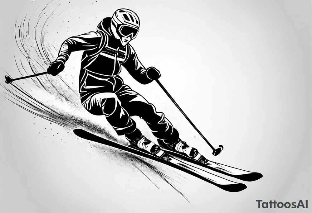 Skier in motion, fine line, more abstract tattoo idea