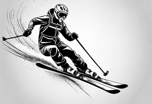 Skier in motion, fine line, more abstract tattoo idea