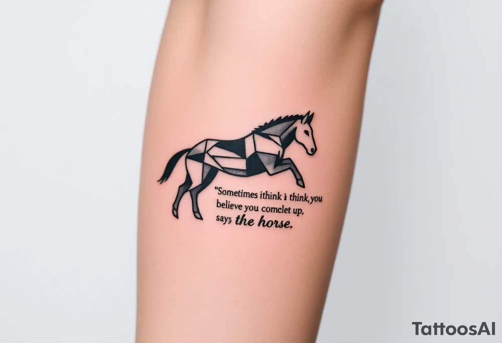 Tattoo based on the book the boy, the fox, the mole and the horse that says “sometimes i think you believe in more than I do said the boy.  You’ll catch up says the horse” tattoo idea