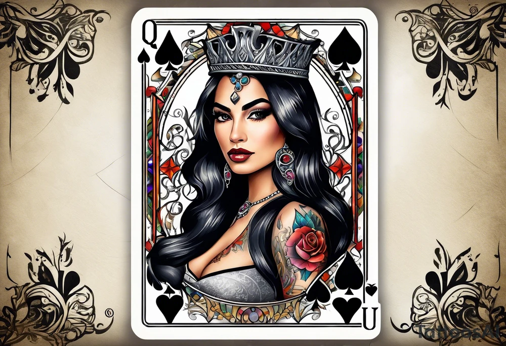 Queen of Spades, Latina, in Framed, Spades with "Q" centered tattoo idea