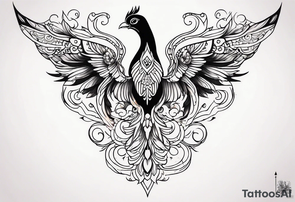 simple girly phoenix sternum tattoo tattoo idea