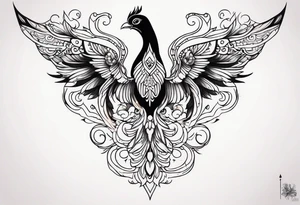 simple girly phoenix sternum tattoo tattoo idea