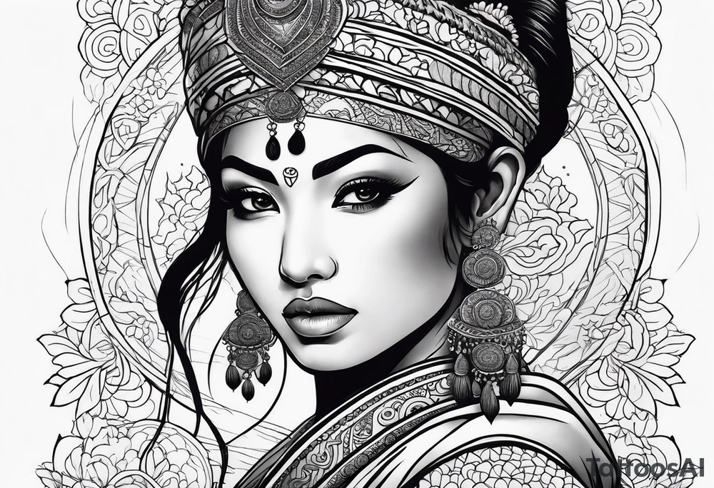 indian woman tattoo idea