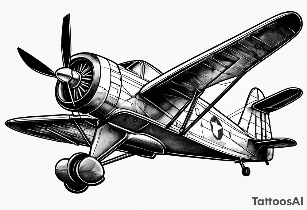 sketch of adventure plane in perspective from the above tattoo idea